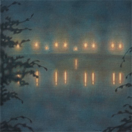 poboh:The bridge in fog, 1942, Stefan Johansson. Swedish (1876 - 1955)