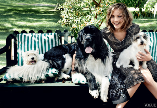 Jennifer Lawrence is lookin’ good and hangin out with a lot of cool dogs in her cover shoot for Sept