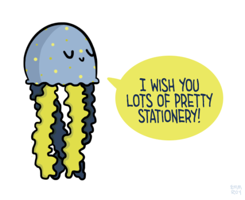 positivedoodles: [drawing of a blue and yellow jellyfish saying “I wish you lots of prett