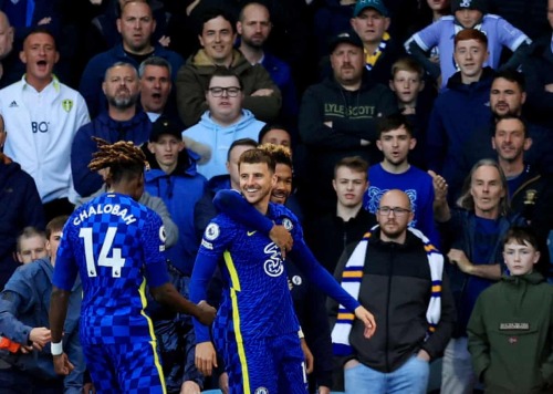 Mason Mount opens the scoring against Leeds.