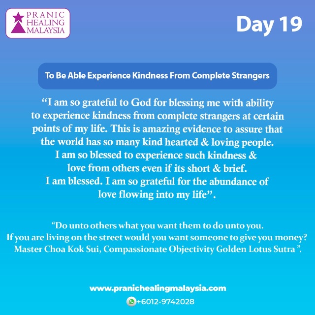 Dear friends, Gratitude Journey today focus on ability to experience kindness from complete strangers  .  Below are the details:💞Day 19 Gratitude Journey 💖
✅Date: 19th Jan 2022 
✅Time: 8pm-9pm (GMT+8)
✅Zoom Meeting
https://us02web.zoom.us/j/88297890464?pwd=U2x3dFYwaUVqSUh6ZFk1MVBkbUtRQT09
Meeting ID: 88297890464
Password: peace
Lets connect together as a group!! 😇🙏🏻✨#day19 #gratitude #twinheartsmeditation #kindness #gmcks #malaysia #pranichealingWe are Now on Social Media , do Like, Follow and Share us via 
Facebook  : https://www.facebook.com/PranicHealingMalaysia
Instagram : https://www.instagram.com/pranichealingmalaysia #day19 gratitude twinheartsmeditation kindness gmcks malaysia pranichealing