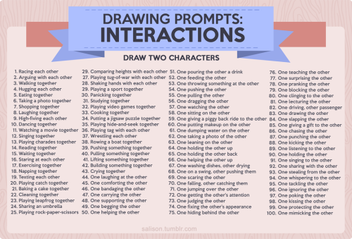 salison: 100 character interaction ideas to help hone your posing skills. These require two characte