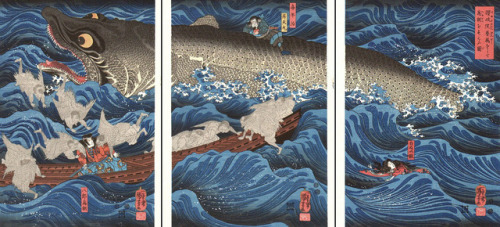 歌川国芳 | 讃岐院眷属をして為朝をすくふ図The Rescue of Minamoto no Tametomo by Goblins by Utagawa Kuniyoshi (1797-1861)