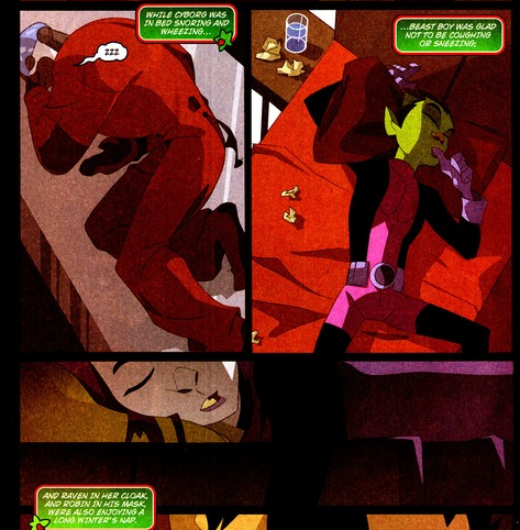 teentitanslove:  Issue #37 of Teen Titans Go comic series beast boy is sleeping sucking