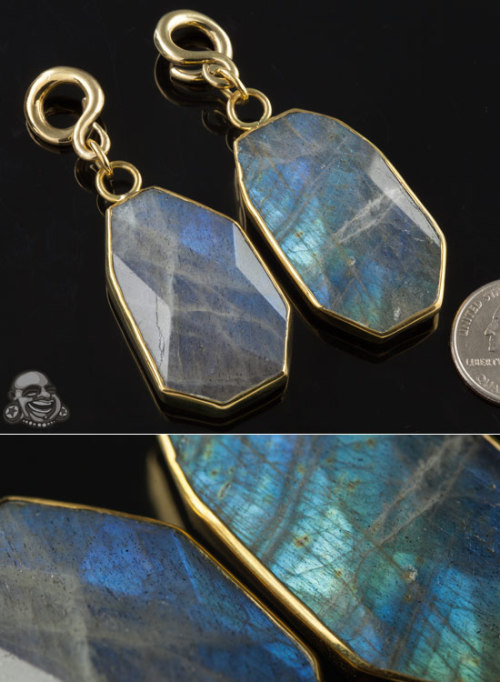 bodyartforms:Solid brass and faceted labradorite dangles by Diablo Product 16937