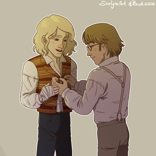 pilferingapples: bootsssss: sarlyneart: Les (a)Mis - Enjolras &amp; Combeferre Collab with @boot