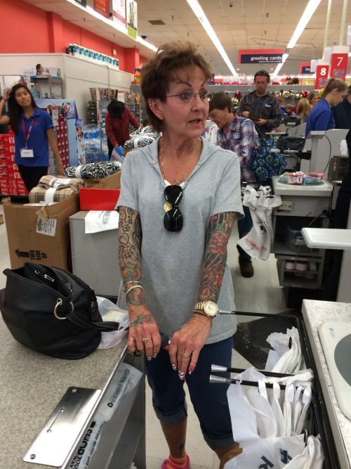 wherethereislove:  jennytrout:  “What will those tattoos look like when you’re a grandmother?” Fuckin’ rad, mom. Fuckin’ rad.  Reblogging again bc what a babe 