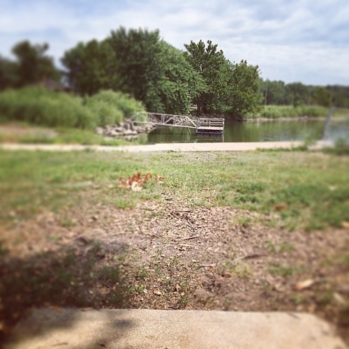 Tee pad for unlucky 13. The basket is in that little hole in the trees. #discgolf #unlucky13 #lucky1