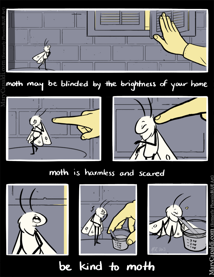 legendofrii:  marycapaldi:  marycapaldi:  Be Kind to Moth A short comic based on