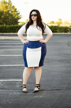 sometimesglam:Feeling like a rockstar in this eloquii colorblock peplum skirt &amp; crop top. Yyaaassssss honey!