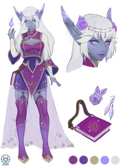 kuridelblack:    Custom character design commission for @meadowlarking   Thanks for letting me design your Nightborne, it means a lot to me ´7`   