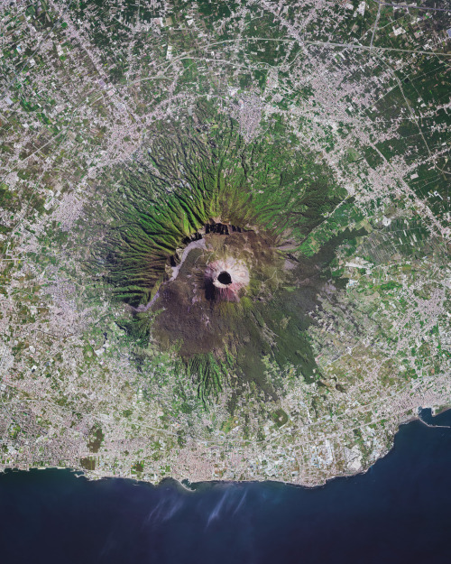 dailyoverview:  With 2020 fast approaching, we will be sharing some of our favorite Overviews of 2019 over the next few days. Here’s one of Mount Vesuvius!Mount Vesuvius is a somma-stratovolcano located in Campania, Italy, about 5.6 miles (9 km) east