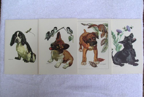 Pups for Sale Blank Note Cards - Dog Cards - Puppy Cards - Vintage Dog Cards - Vintage Pup Card - Do