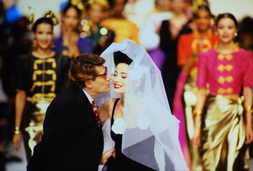 Yves Saint Laurent Ready-To-Wear Spring/Summer 1993Yves Saint Laurent with Lucie de La Falaise in hi