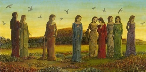 Nine Women with Birds by Emily Bavilet (Click to enlarge)Artist’s website