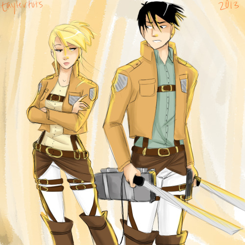 taylertots:  So I started watching SNK and I got a bunch of people asking me to draw Roy and Riza in the uniforms so I did. 