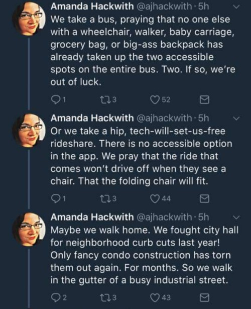 qjusttheletter: make posts about disability accessible [ID: collection of tweets from Amanda Hackwit