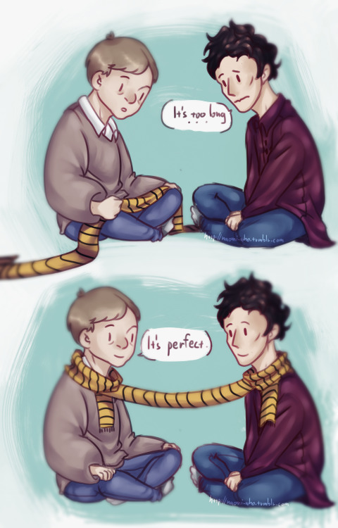 Sherlock bought a scarf for John *giggles*If i have a  mistake in text pls let me know xD