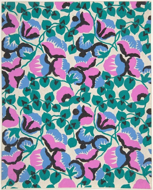 met-drawings-prints: Fabric Design with Sweet Pea Flowers and Vines by Paul Poiret, Drawings and Pri