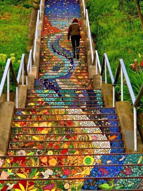 Cool painted stairs.