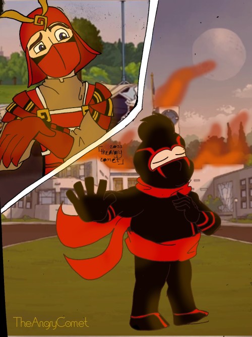 “In What Way Could You Call This,” The Samurai Made A Shoving Gesture Towards The Burning High School, “being