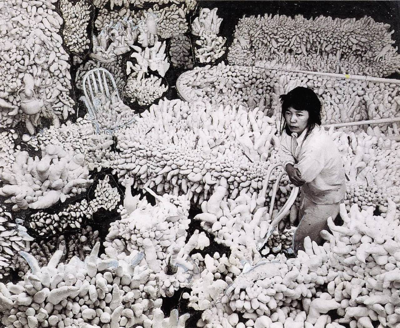 digitalhoarding:    YAYOI KUSAMA    Compulsion Furniture (Accumulation), 1964  Photocollage