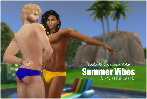 * Summer Vibes - base game compatible male swimwear, all LOD’s, all maps, 24 swatches, from teen to 