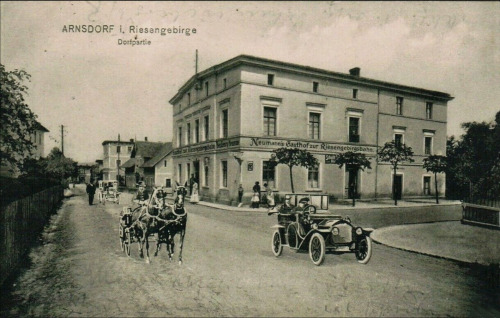 2020 -&gt;  1920. Miłków w Karkonoszach (Arnsdorf im Riesengebirge). Georg Neumanns Gasthof zur Ries