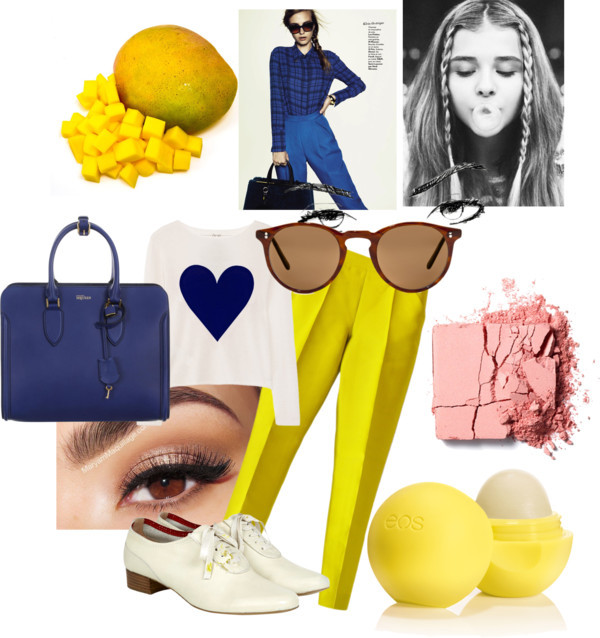 Shh I do what I want. by fashiondesignislife featuring tortoise shell glasses
Banjo Matilda crew sweater / Ter Et Bantine yellow pants / Hobbs leather shoes, $105 / Alexander McQueen navy leather tote / Oliver Peoples tortoise shell glasses / Lancôme...