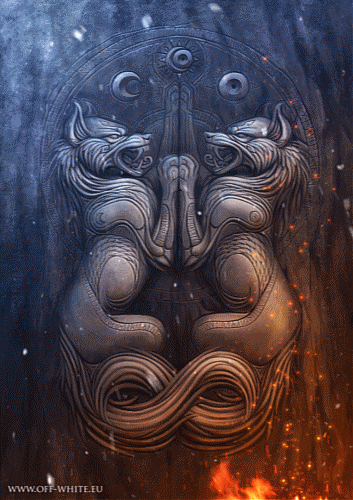 akreon:  Hati and Sköll - promo art For full version with sound visit WWW.OFF-WHITE.EU