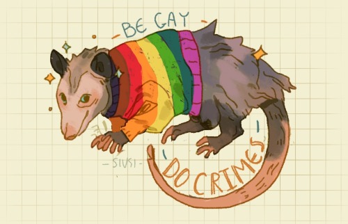 wtfamidoing:sivsii:Pride sweater possums!! (soon to be available on my redbubble @/sivsi!)[Image ID: