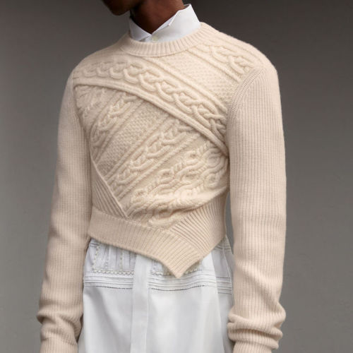 Burberry - Cable Knit Cashmere Wool Cropped Sweater 