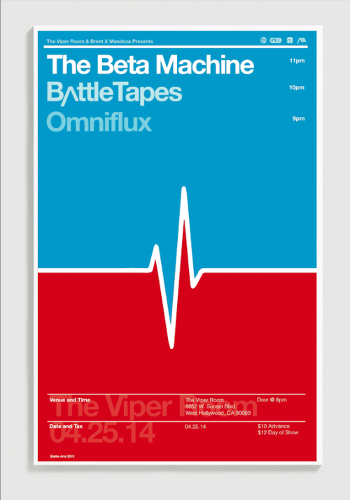 Battle Tapes will be performing this Friday, April 25 at The Viper Room w/ The Beta Machine & Omniflux. This is a once in a life time chance. Look at me! Once…in a life time.
Pre sales are already super hot for this show. So buying tickets in advance...