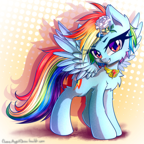 chaosangeldesu:  Commission - Rainbow Dash with a Flower  =^w^=