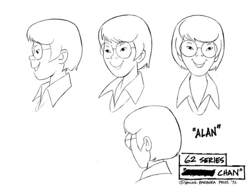 Model sheets for the characters from Hanna-Barbera’s 1972 animated show, The Amazing Chan and 