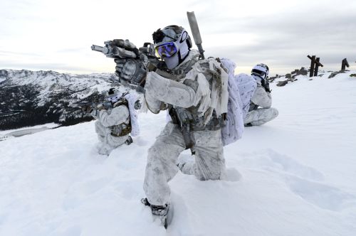 militaryarmament:  United States Navy Promotional shots of Navy SEALs during arctic mountain warfare. 