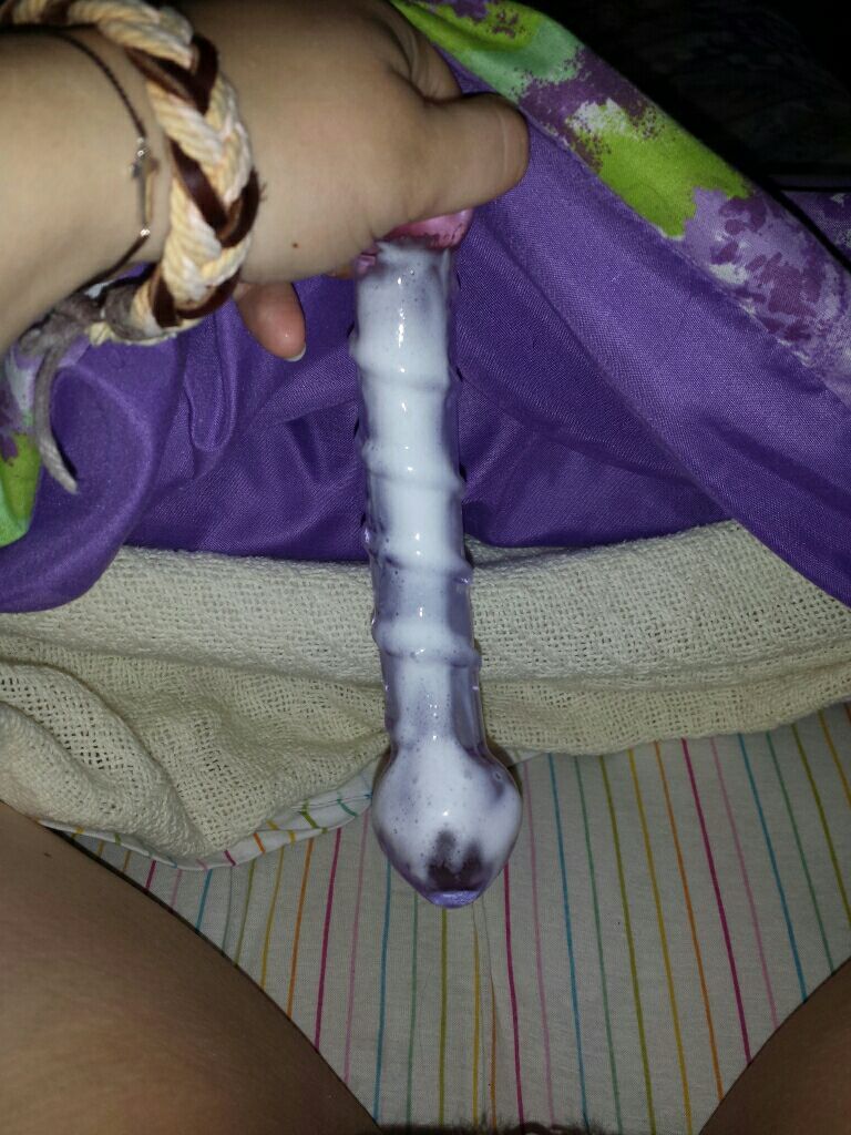 pisslovergirl:  I love love love this glass dildo that a follower bought for me!!!