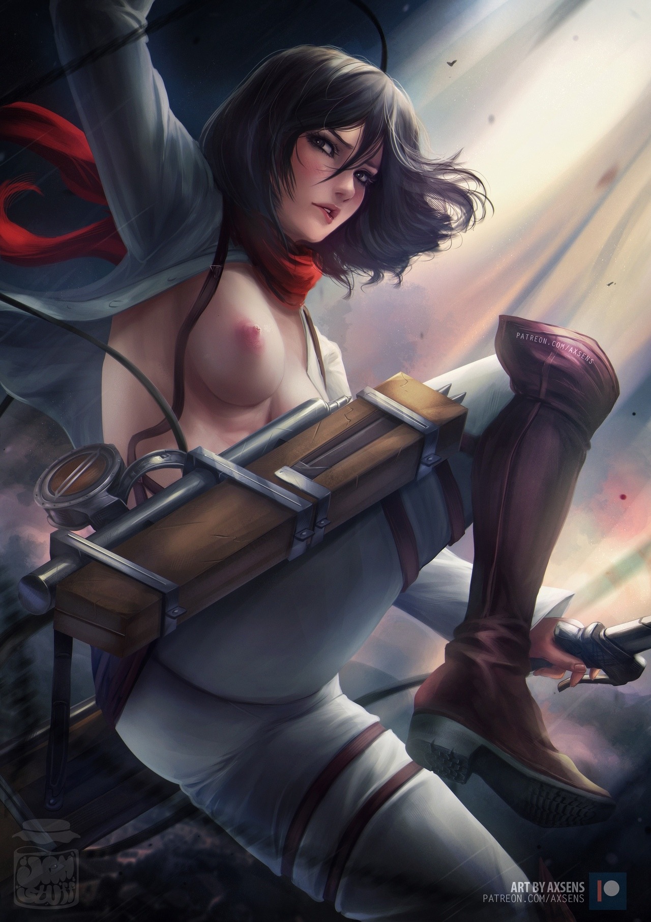 youngjusticer: Another step down for Tumblr.  Topless, by Alexandra Mae.        
