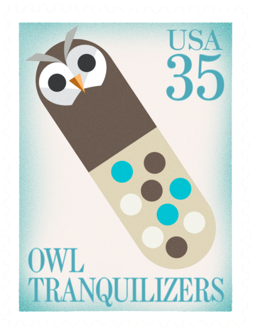 skeleton-zone-192000:spoopyhyperzephyrian:campave:liartownusa:Owl Tranquilizer Stamps, 1980-2007@spo