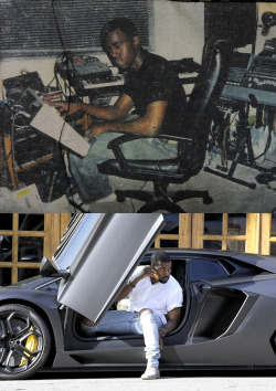 missinglinc:  yeezusquote:  Lock yourself in a room doing 5 beats a day for 3 summers   I wanna be petty &amp; say Kim bought him that car. Lol
