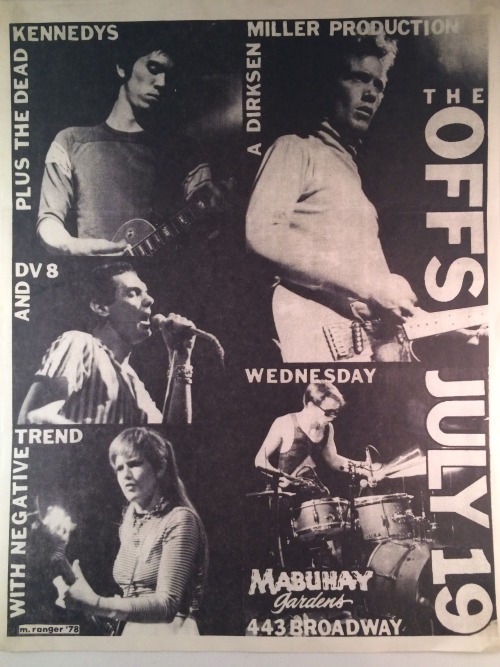 The Offs, Negative Trend, DV8 and Dead Kennedys at Mabuhay Gardens in San Francisco, CA July 19, 197