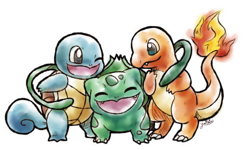 Hoenn and Kanto Starters!The bottom ones bigger because I decided to use it as a t-shirt design on m