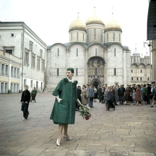 A model in Christian Dior fashion at an officially sanctioned fashion show at the Kremlin in Moscow,