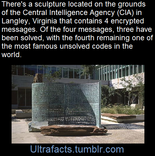 ultrafacts:  Kryptos is an encrypted sculpture by the American artist, Jim Sanborn,