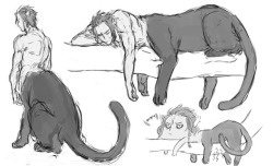 bwubwudoodle:Phanteras, a centaur panther. These are some first drawings of him from years ago might redesign him again. Lives in the same universe with the vulture guy.