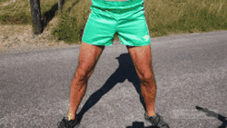 femboydl:  wetting adidas nylon shorts- more