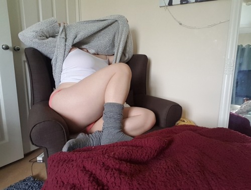 Porn photo Having a day off in cosy clothes and playing