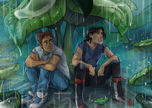 sharadaprincess: It was raining for a week in my city, so i got this idea of Lance and Keith hiding 