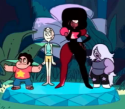 I know I already talked about this but I&rsquo;m pretty certain that Steven warping in the beginning of &ldquo;Island Adventure&rdquo; is really mostly Garnet helping him along. &lsquo;cause here it looks like she&rsquo;s concentrating and Pearl&rsquo;s
