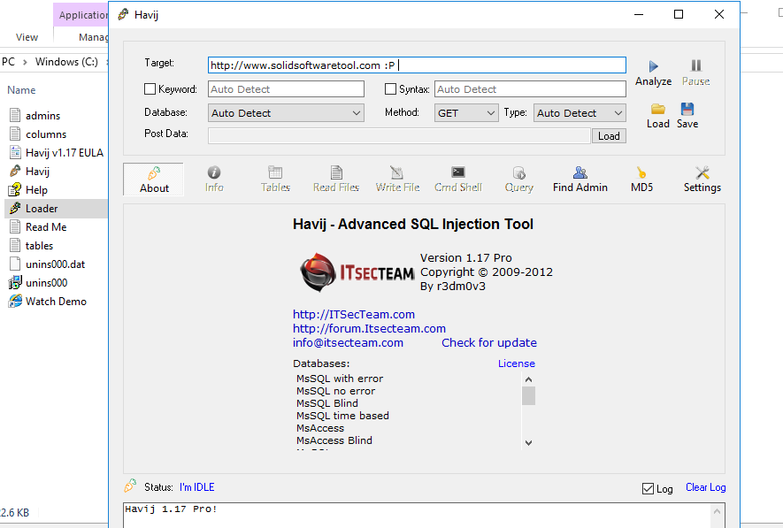 havij sql injection tool access
